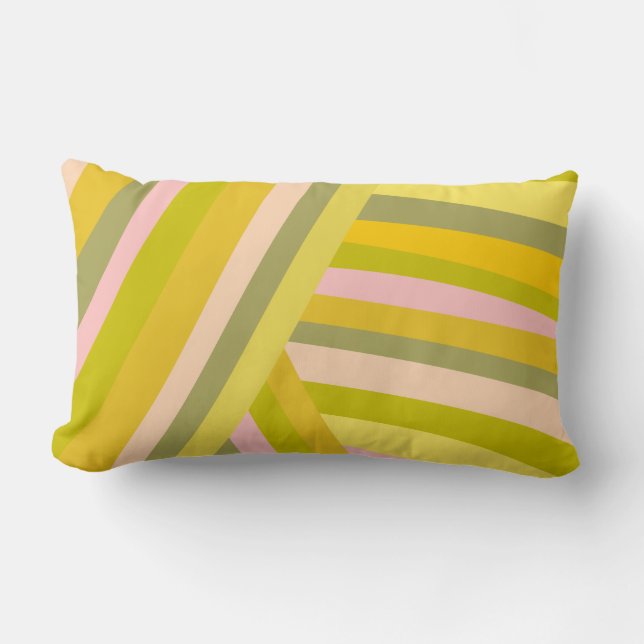 Bright Modern Citrus Rand Mönster Lumbarkudde (Framsida)