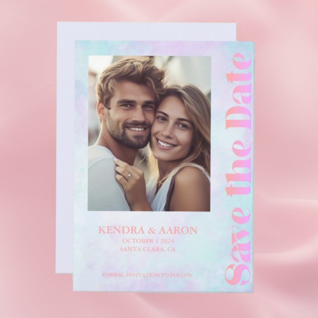 Bright Modern Minimal Neon Bröllop spara datum Inbjudningar (Skapare uppladdad)