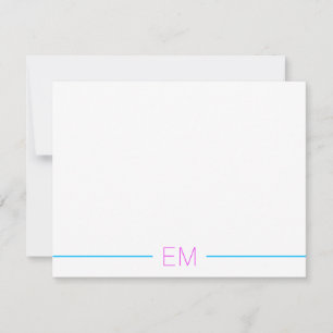 Bright Modern Simple Monogrammed Anteckningskort