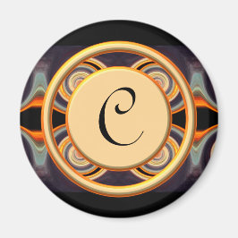 Bright Monogrammad Art Round Magnet