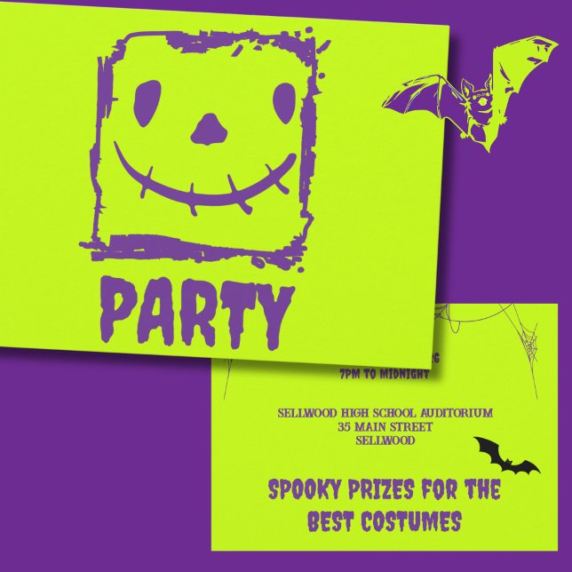 Bright Monster Ansikte Faux Neon Halloween fest Inbjudningar (Skapare uppladdad)