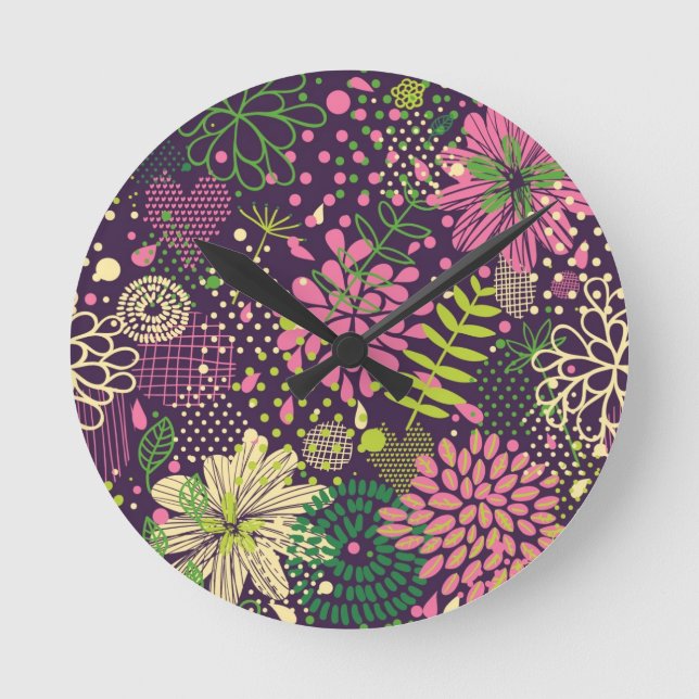 Bright mönster rund klocka (Framsida)