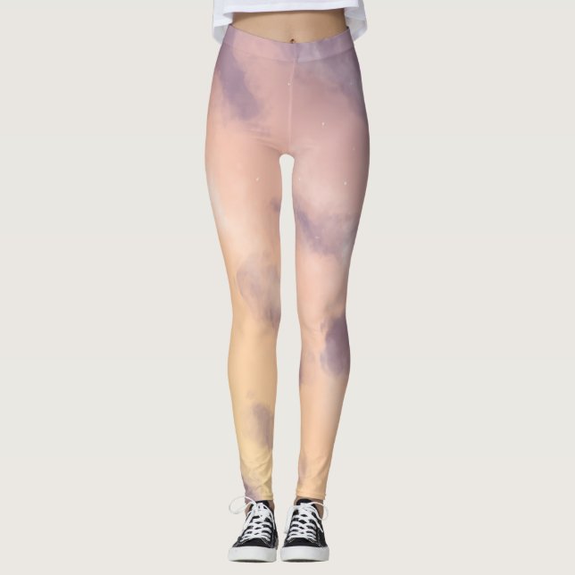 Bright Morgon Pastel Sunrise Himmel med moln Leggings (Framsida)
