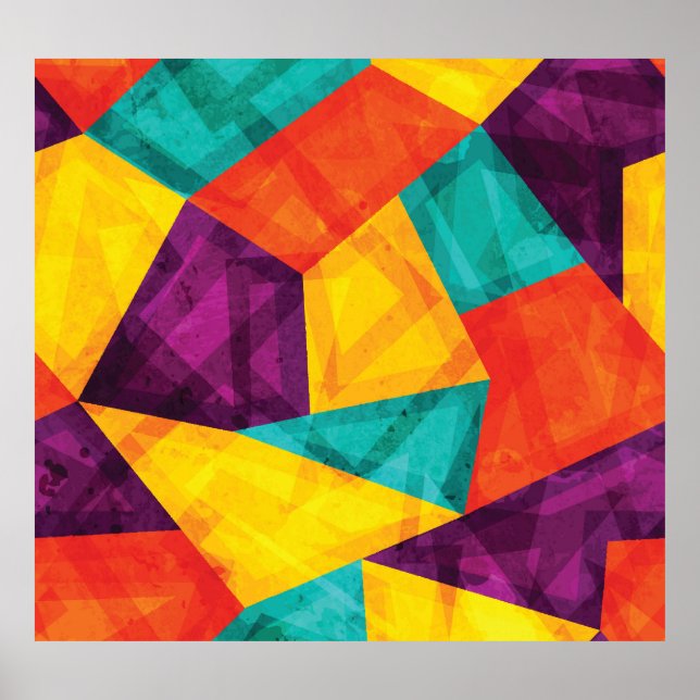 Bright Mosaic Grunge Seamless Mönster Poster (Framsidan)