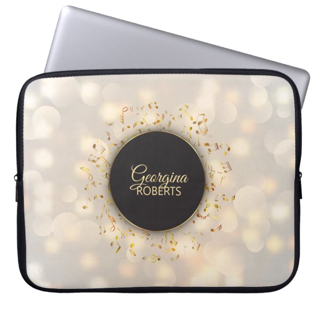 Bright Musik noter och anpassat namn Laptop sleeve (Framsidan)