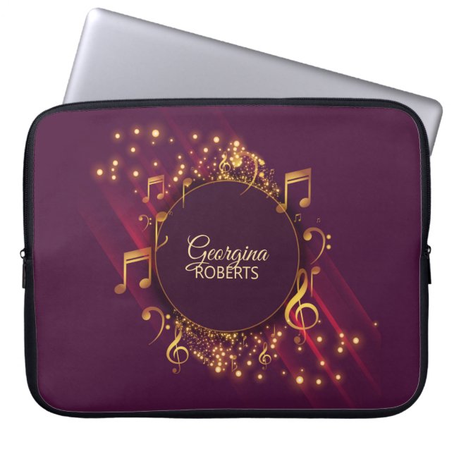 Bright Musik noter och anpassat namn Laptop sleeve (Framsidan)