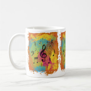 Bright Musik noter on Explosion of Färg Kaffemugg