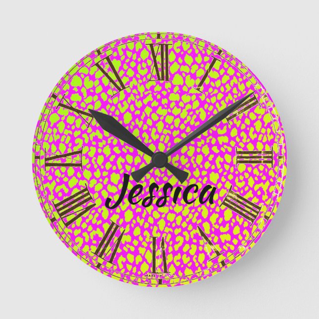 Bright Neon 80's Retro  Rund Klocka (Framsida)