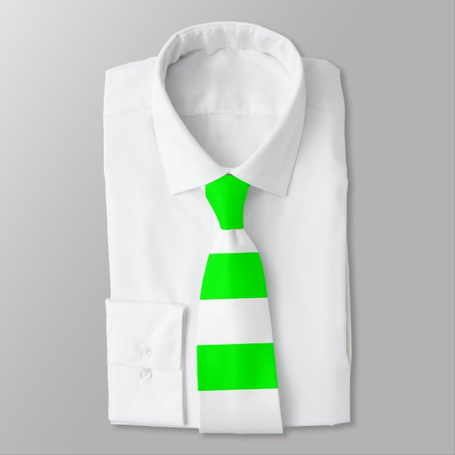 Bright Neon Chartreuse Grönt och White Rand Tie Slips (Bunden)