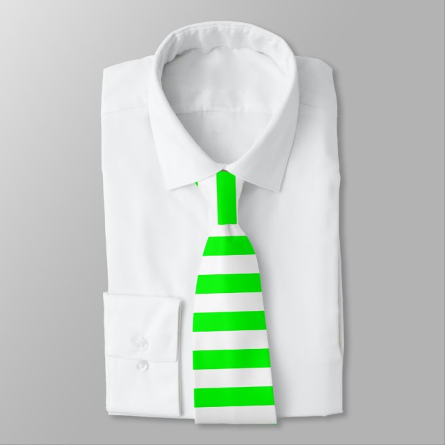 Bright Neon Chartreuse Grönt och White Rand Tie Slips (Bunden)