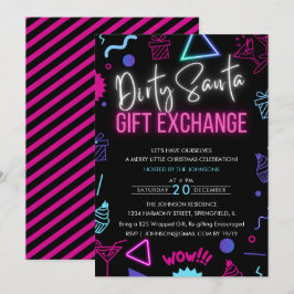 Bright Neon Dirty Santa Gift Exchange Party Inbjudningar