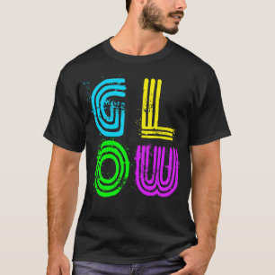 Bright Neon Färg Glow Big Brev Retro Disco T Shirt