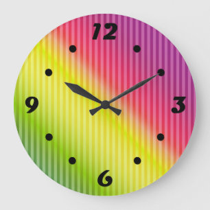 Bright neon fluorescerande gradient reginbow ombre stor klocka
