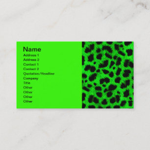 BRIGHT NEON GRÖNT LIME BLACK ANIMAL PRINT MÖNSTE VISITKORT