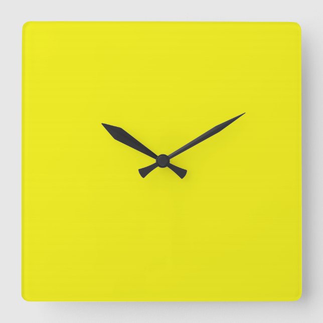Bright Neon Gult Clock Fyrkantig Klocka (Framsida)