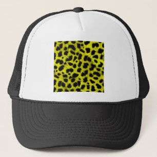 BRIGHT NEON GULT LEMON BLACK ANIMAL PRINT PATTER TRUCKERKEPS