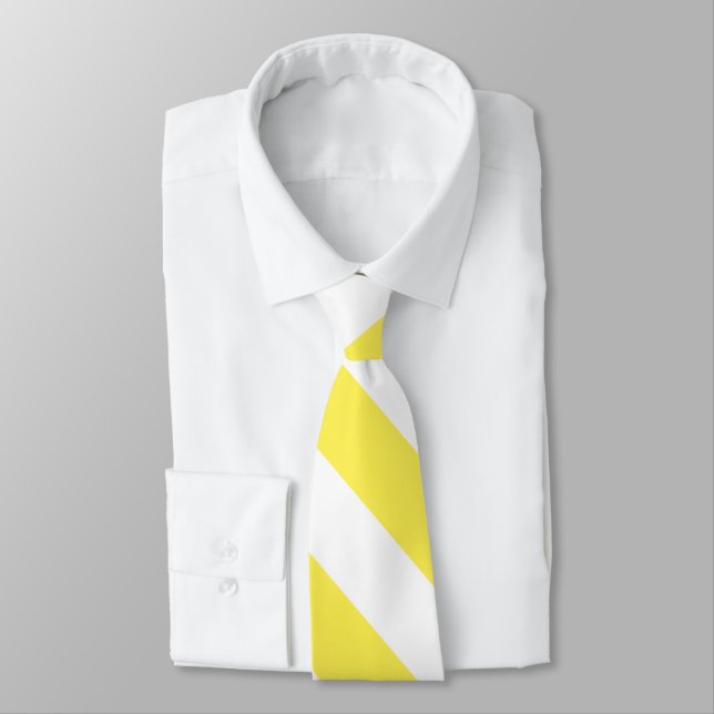 Bright Neon Gult och vit, rand Necktie Slips (Bunden)