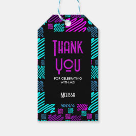 Bright Neon Lila Blue Geometric Tack Presentetikett