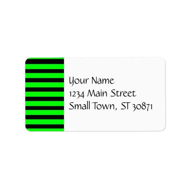 Bright Neon Lime Green and Black Rand Adressetikett (Framsidan)