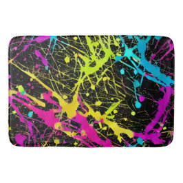 Bright Neon Paint Splatter Badrumsmatta