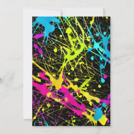Bright Neon Paint Splatter Julkort