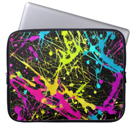 Bright Neon Paint Splatter Laptop Fodral