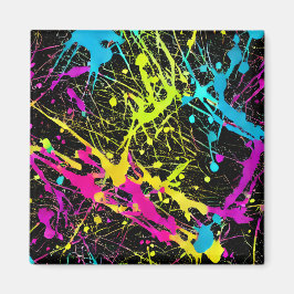 Bright Neon Paint Splatter Magnet