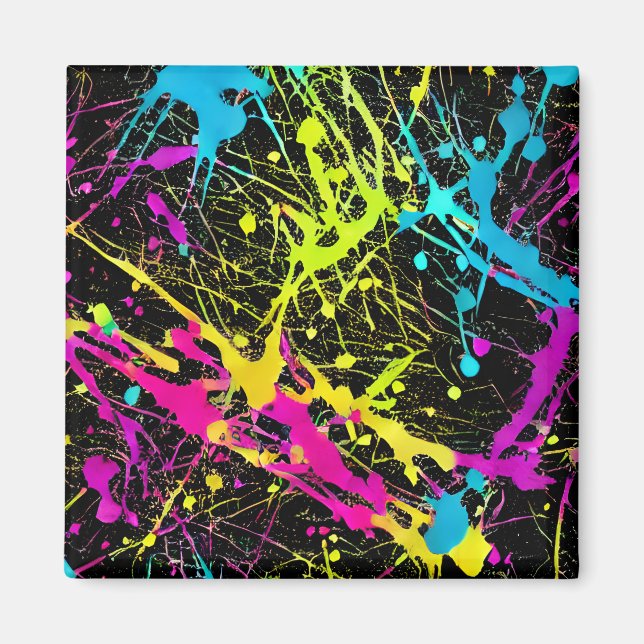Bright Neon Paint Splatter Magnet (Framsidan)