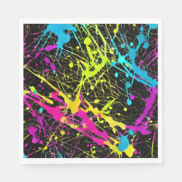 Bright Neon Paint Splatter Pappersservett