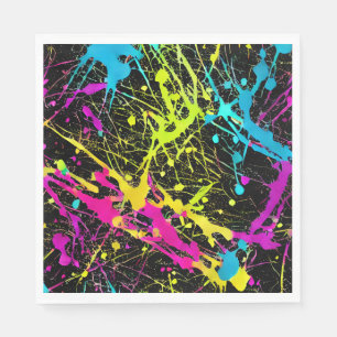 Bright Neon Paint Splatter Pappersservett