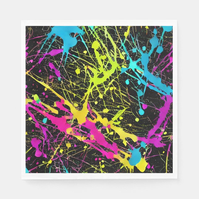 Bright Neon Paint Splatter Pappersservett (Framsidan)