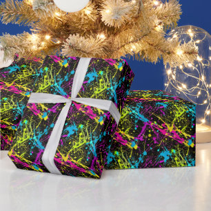 Bright Neon Paint Splatter Presentpapper