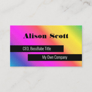 Bright Neon Rainbow Modern Social Media Business C Visitkort
