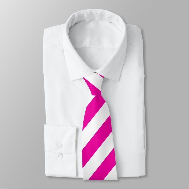 Bright Neon Shock rosa and White Rand Necktie Slips (Bunden)