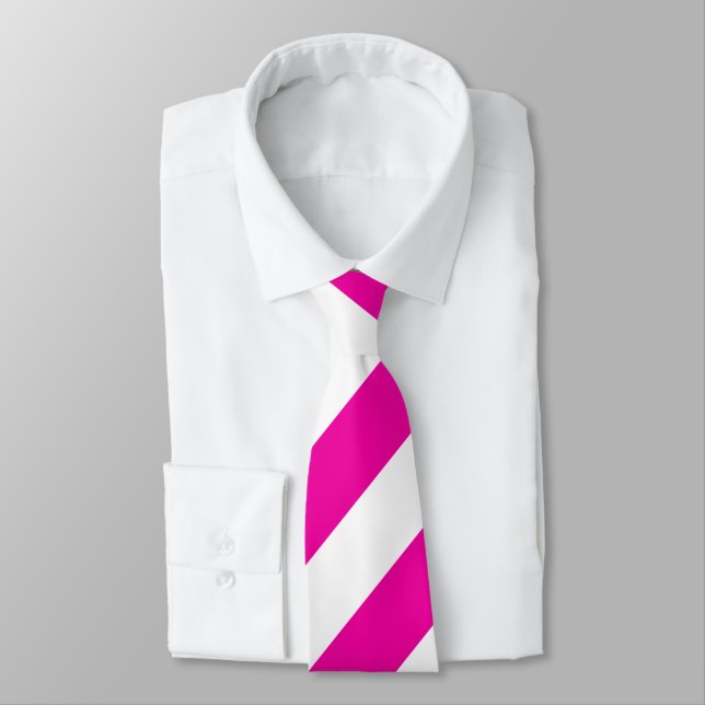 Bright Neon Shock rosa and White Stripe Necktie Slips (Bunden)