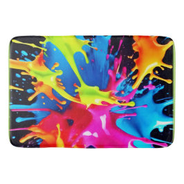Bright Neon Stänk i Abstrakt Art Badrumsmatta