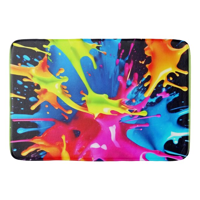 Bright Neon Stänk i Abstrakt Art Badrumsmatta (Framsidan)