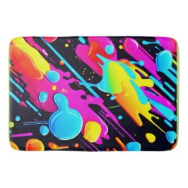 Bright Neon Stänk i Abstrakt Art Badrumsmatta