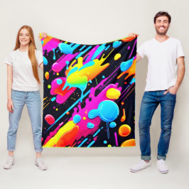 Bright Neon Stänk i Abstrakt Art Fleecefilt