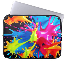 Bright Neon Stänk i Abstrakt Art Laptop Fodral