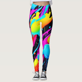 Bright Neon Stänk i Abstrakt Art Leggings