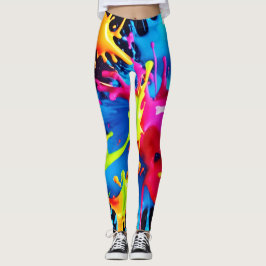 Bright Neon Stänk i Abstrakt Art Leggings