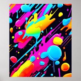 Bright Neon Stänk i Abstrakt Art Poster