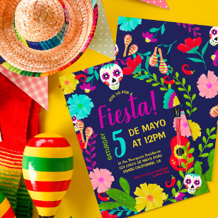 Bright nyare blommigt Mexican 5 de mayo fiesta par Inbjudningar