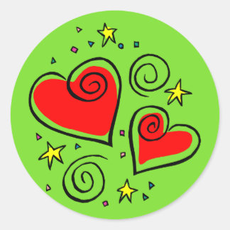 Bright och Breezy Hearts Stickers Runt Klistermärke