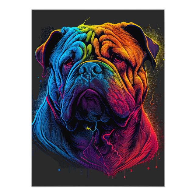 Bright och Fluffy Chinese Shar Pei hund, Shar-Pei Fototryck (Framsidan)