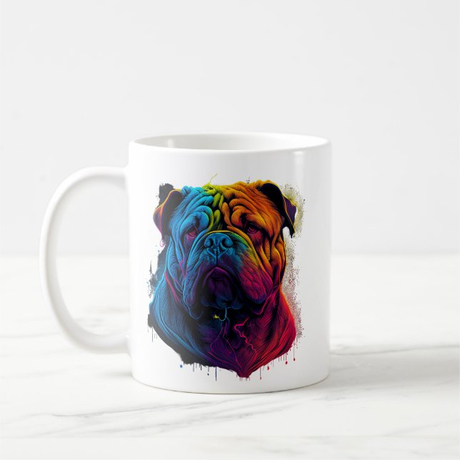 Bright och Fluffy Chinese Shar Pei hund, Shar-Pei Kaffemugg (Vänster)