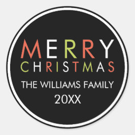 Bright- och God jul Sticker - svart Runt Klistermärke