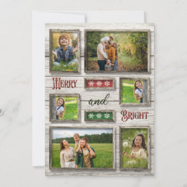 Bright och Merry Rustic Åldras Barn Photo jul Julkort