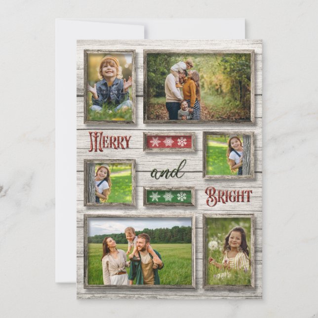 Bright och Merry Rustic Åldras Barn Photo jul Julkort (Framsida)